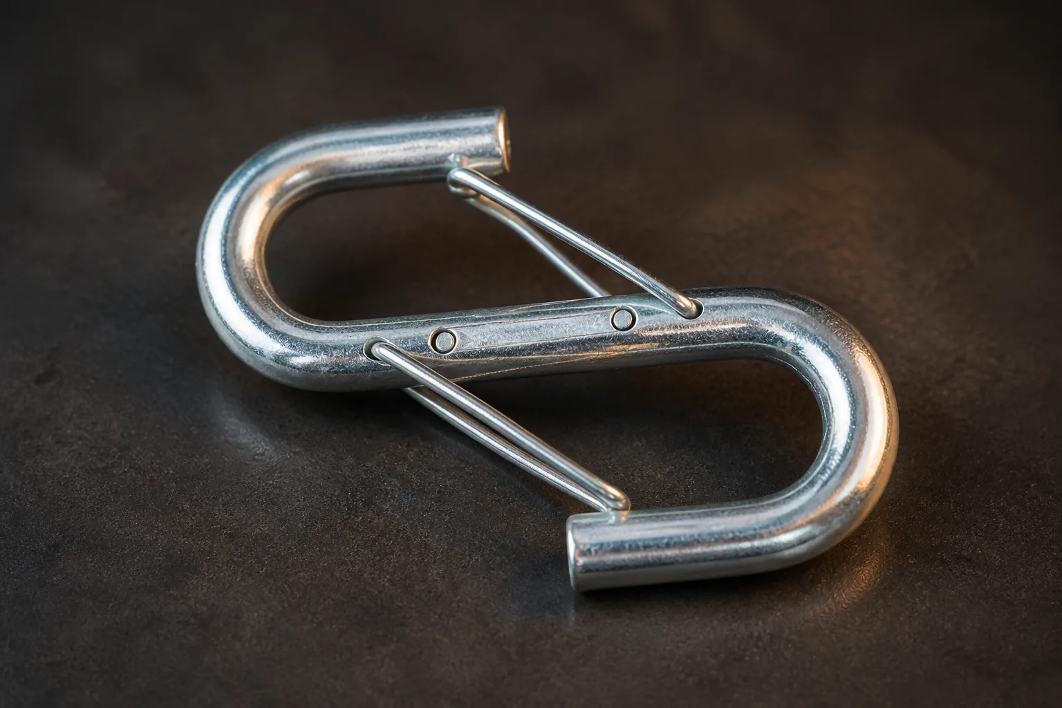 Three-quarter angle view of the linked galvanized-steel hooks
